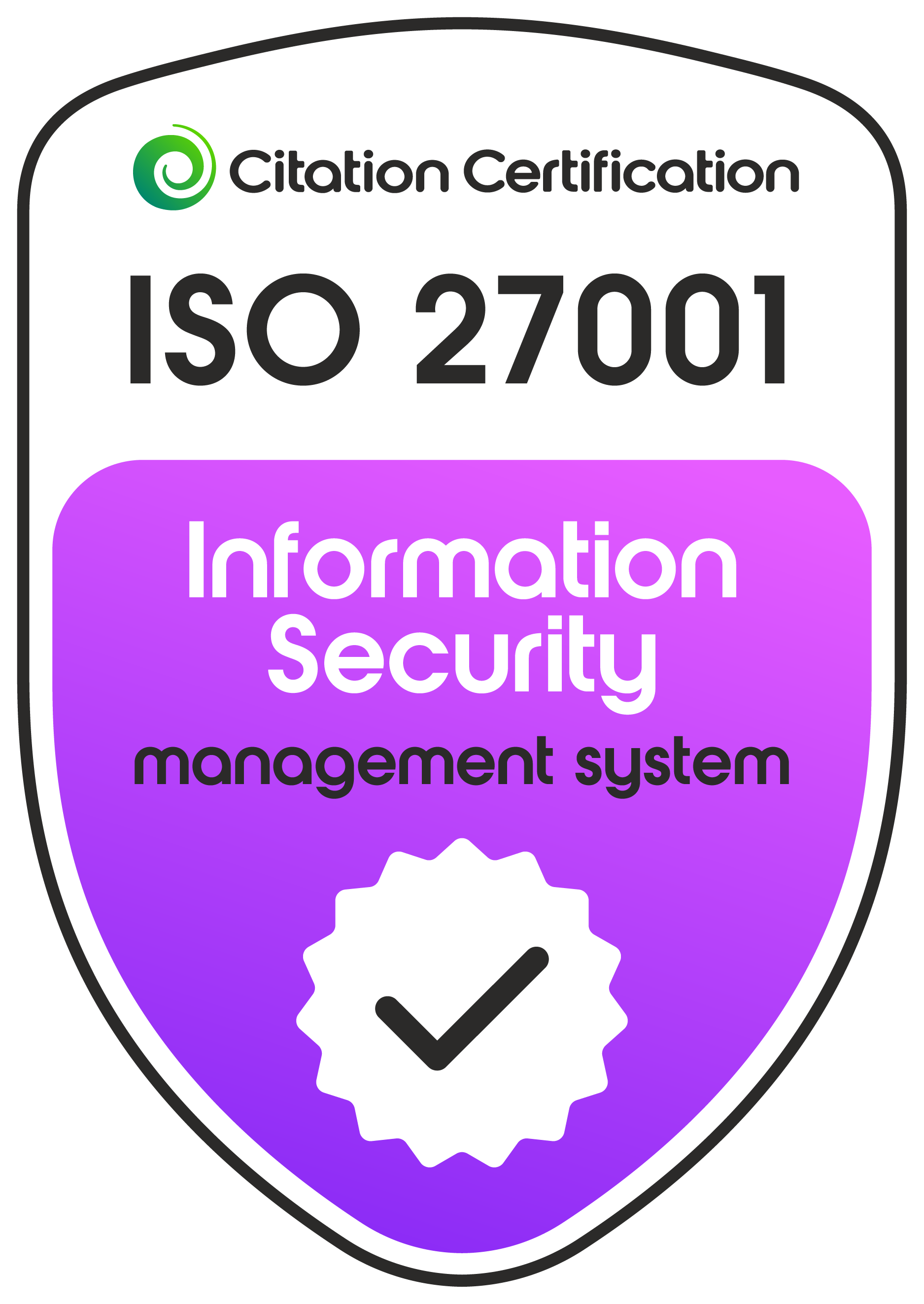 ISO 27001 Information Security Management System certification badge issued to Trucell by Citation Certification