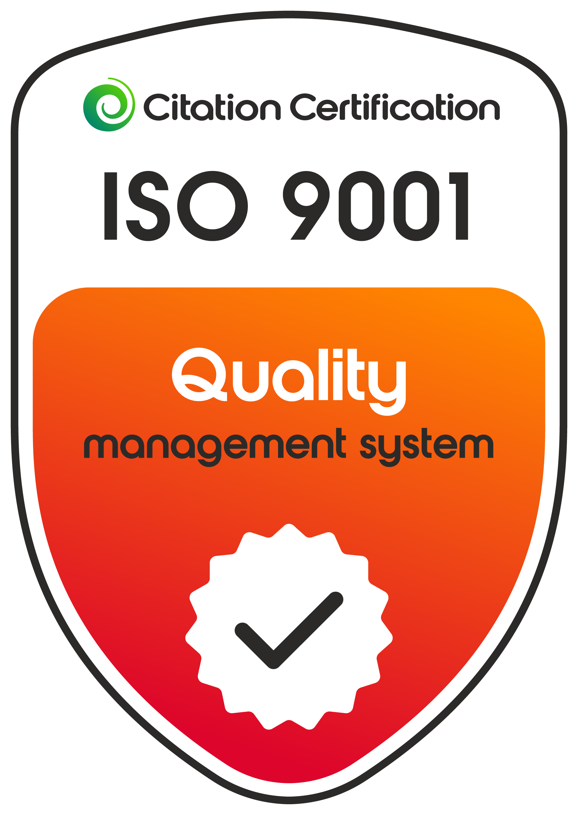 Insignia de certificación del sistema de gestión de la calidad ISO 9001