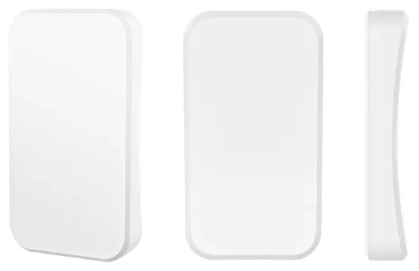 CrewPresence Bluetooth Helmet Tag shown from the front, at an angle, and from the side